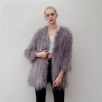 画像1: Women's Real Raccoon Fur Knitting Fur Coat リアルラクーンファーニットコート (1)