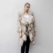 画像2: Women's Real Raccoon Fur Knitting Fur Coat Mix Color リアルラクーンファーニットコート (2)