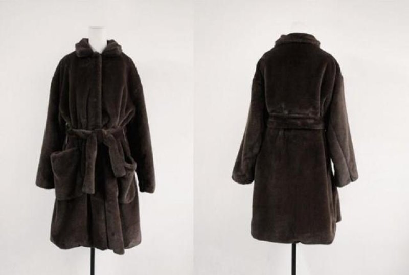 画像8:  women's  long paragraph fake fur coat plush fluffy coat jacket エコファーモコモコロングコート (8)