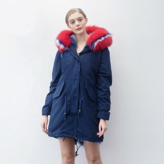 プラスサイズあり Real Fox Fur Real Fur LinerHoodie Military プラスサイズあり Real Fox Fur Real Fur LinerHoodie Military
