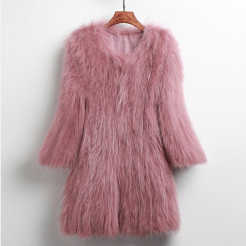 画像8: Women's Real Raccoon Fur Knitting Fur Coat リアルラクーンファーニットコート (8)