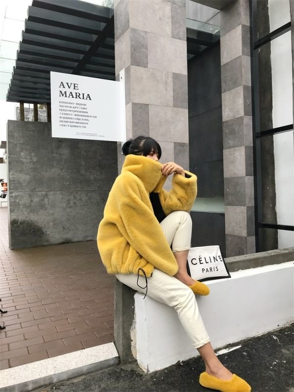 画像6:  women's fake fur Oversized blouson coat  jacket エコファーフェイクファーモコモコオーバーサイズブルゾン ジャケット コート (6)