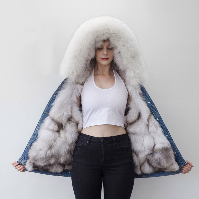 画像5: Real Fox Fur Real Fur Liner Denim Jeans Jacket Coat リアルフォックスフ&ライナー付デニムＧジャンコート (5)