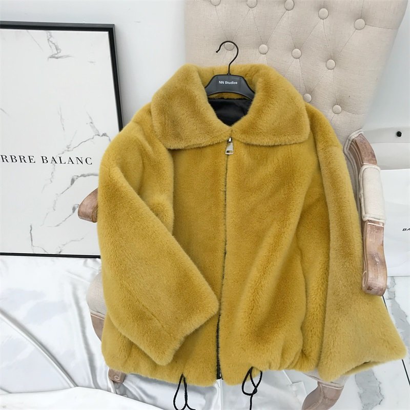 画像15:  women's fake fur Oversized blouson coat  jacket エコファーフェイクファーモコモコオーバーサイズブルゾン ジャケット コート (15)