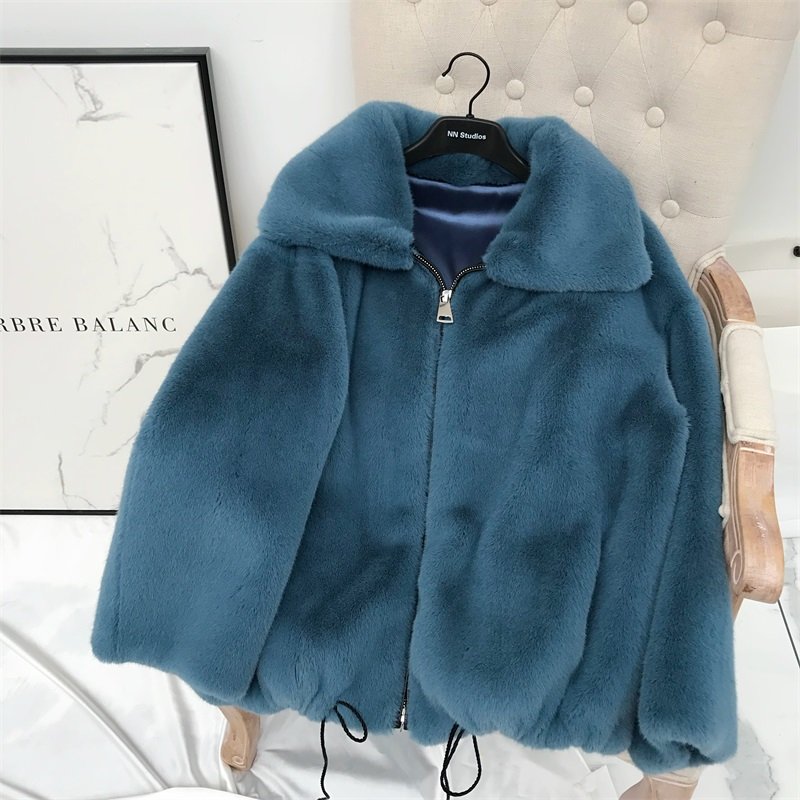 画像16:  women's fake fur Oversized blouson coat  jacket エコファーフェイクファーモコモコオーバーサイズブルゾン ジャケット コート (16)