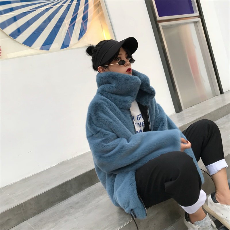 画像3:  women's fake fur Oversized blouson coat  jacket エコファーフェイクファーモコモコオーバーサイズブルゾン ジャケット コート (3)