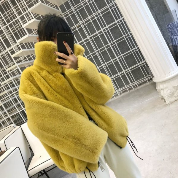 画像1:  women's fake fur Oversized blouson coat  jacket　エコファーフェイクファーモコモコオーバーサイズブルゾン ジャケット コート (1)