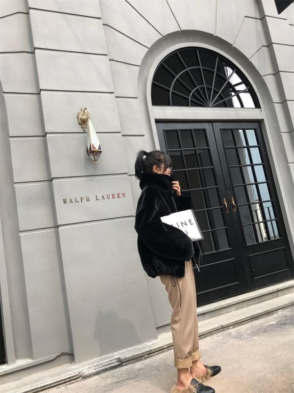 画像8:  women's fake fur Oversized blouson coat  jacket エコファーフェイクファーモコモコオーバーサイズブルゾン ジャケット コート (8)