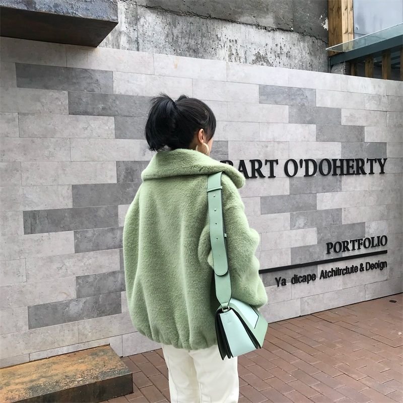 画像11:  women's fake fur Oversized blouson coat  jacket エコファーフェイクファーモコモコオーバーサイズブルゾン ジャケット コート (11)