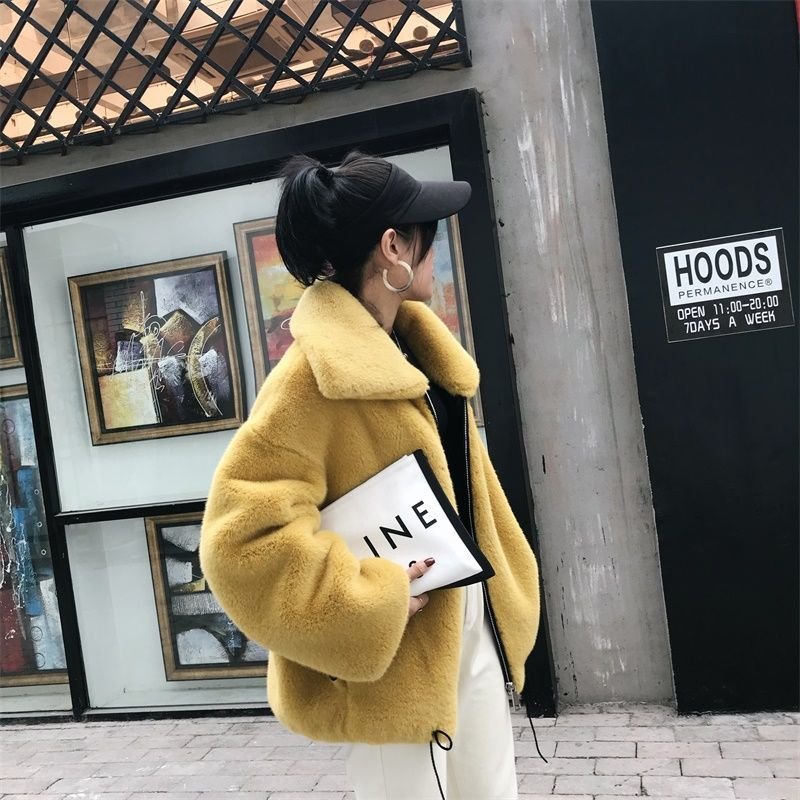 画像10:  women's fake fur Oversized blouson coat  jacket エコファーフェイクファーモコモコオーバーサイズブルゾン ジャケット コート (10)