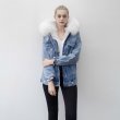 画像1: Real Fox Fur Real Fur Liner Denim Jeans Jacket Coat リアルフォックスフ&ライナー付デニムＧジャンコート (1)