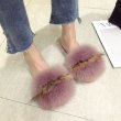 画像5: women's flat round head baotou half slippers rabbit fur fox fur slippers flip-flops 　フォックス＆ラビットファーサンダル　ミュールスリッパ (5)