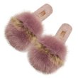 画像1: women's flat round head baotou half slippers rabbit fur fox fur slippers flip-flops 　フォックス＆ラビットファーサンダル　ミュールスリッパ (1)