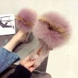 画像4: women's flat round head baotou half slippers rabbit fur fox fur slippers flip-flops 　フォックス＆ラビットファーサンダル　ミュールスリッパ (4)