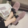 画像5: Women’s warm Mink plush Lace-up Flat Loafers flat shoesミンクファーレースアップフラットシューズ (5)