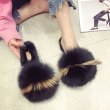 画像3: women's flat round head baotou half slippers rabbit fur fox fur slippers flip-flops 　フォックス＆ラビットファーサンダル　ミュールスリッパ (3)