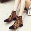 画像3: women's suede leopard print Martin boots side zipper boots レオパード　ヒョウ柄プリントブーツ ショートブーツ　ブーティ (3)