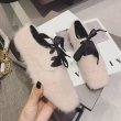 画像6: Women’s warm Mink plush Lace-up Flat Loafers flat shoesミンクファーレースアップフラットシューズ (6)