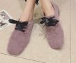 画像2: Women’s warm Mink plush Lace-up Flat Loafers flat shoesミンクファーレースアップフラットシューズ (2)