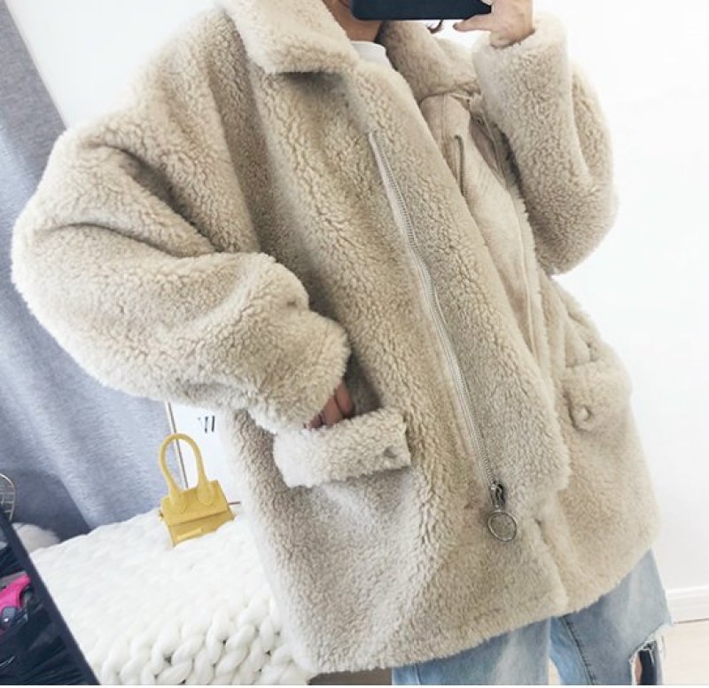 画像2: loose lamb sheep shearing fluffy fur coat  jacket シープスキンオーバーサイズコート ジャケット (2)