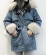 画像3: Real fox fur collar down jacket detachable liner denim jacketリアルフォックスカラー&ライナーダウン付デニムコート (3)