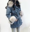 画像2: Real fox fur collar down jacket detachable liner denim jacketリアルフォックスカラー&ライナーダウン付デニムコート (2)