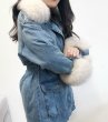 画像4: Real fox fur collar down jacket detachable liner denim jacketリアルフォックスカラー&ライナーダウン付デニムコート (4)