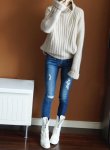 画像3: Women's turtleneck cashmere sweater タートルざっくりカシミア混紡プルオーバーセーターニット (3)