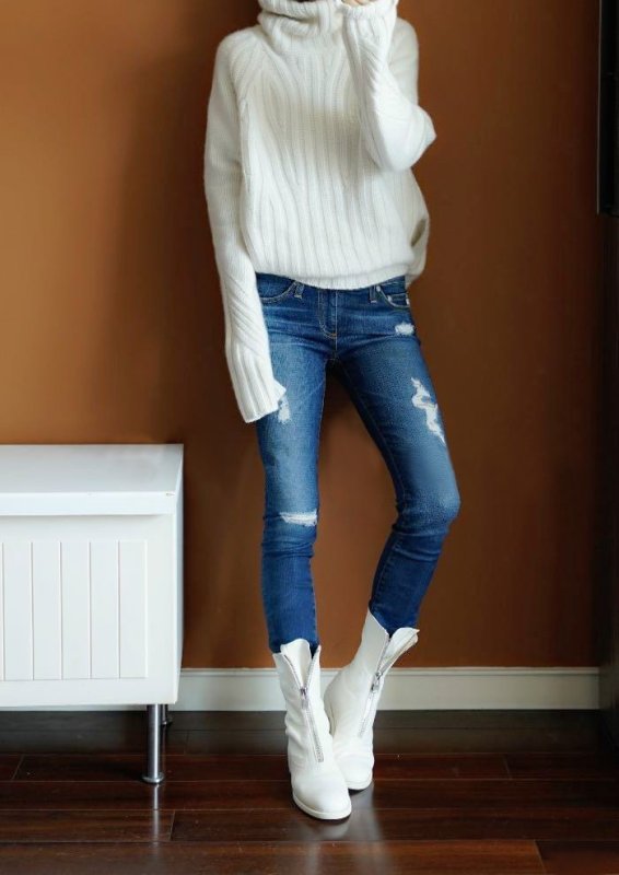 画像4: Women's turtleneck cashmere sweater タートルざっくりカシミア混紡プルオーバーセーターニット (4)