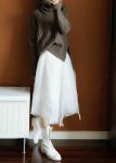 画像2: Women's turtleneck cashmere sweater タートルざっくりカシミア混紡プルオーバーセーターニット (2)