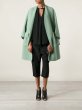 画像1: women’s   light green long section large pocket loose  wool warm coatシンプルノーカラーライムグリーンコート　ジャケット (1)