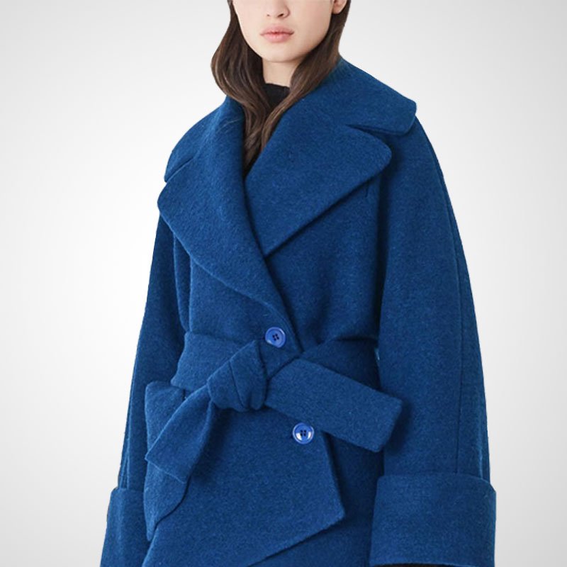 画像7: women’s wool thick warm coat  jacket ウエストベルトウールコート ジャケット (7)