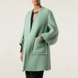 画像2: women’s   light green long section large pocket loose  wool warm coatシンプルノーカラーライムグリーンコート　ジャケット (2)