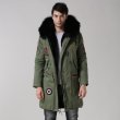 画像1: メンズワッペン付 メンズ Mens Real Fox Fur Real Fur Liner Hoodie Military Coat Long リアルファーフード&ライナー付ミリタリーモッズコート (1)