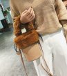 画像8: Small with fur plush bucket tote shoulder Messenger bagファー付トート　ショルダースモールハンドバッグ (8)