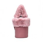 画像1: Small with fur plush bucket tote shoulder Messenger bagファー付トート　ショルダースモールハンドバッグ (1)