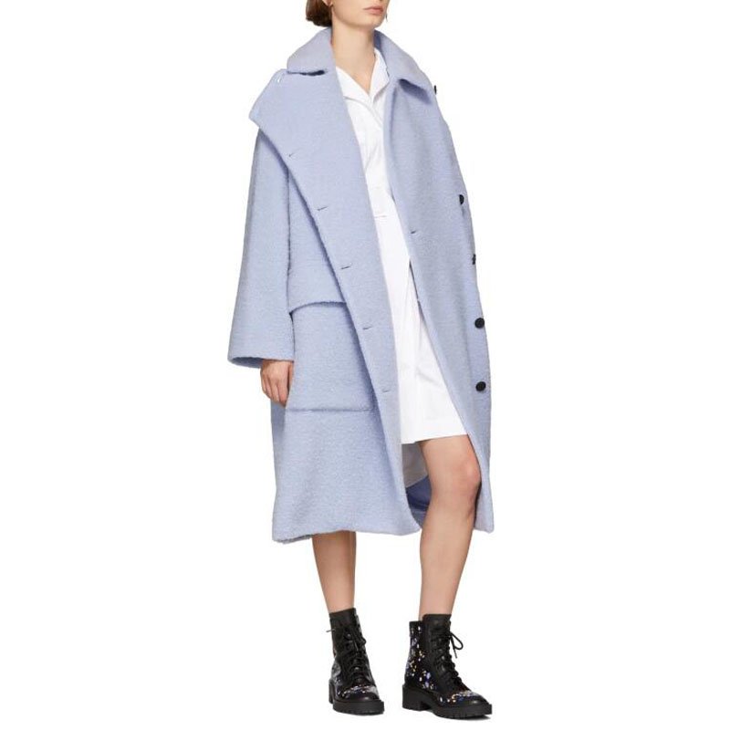 画像3: women’s asymmetric jacket single-breasted large pocket wool long coat アシンメトリ大きなポケットがポイントのロングコート ジャケット (3)