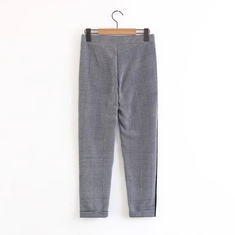 画像3:  side of the hit color grid was thin casual pantsチェックライン入りオシャレなパンツ (3)