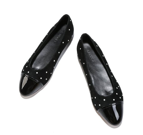 画像1: Women’s small fragrance pearl ballet shoes  flat shoes ちいさなパールがポイントフラットパンプス バレーシューズ (1)