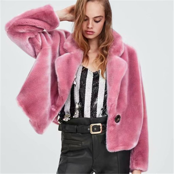 画像1: Women's fake Rabbit Tailored Eco Fur Coat フェイクラビットファーエコファーテーラードジャケット毛皮コート　 (1)