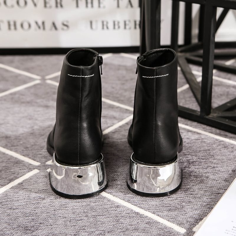 画像6: women's ankle boots Martin boots シルバーメタリックヒールショートブーツ ブーティ (6)