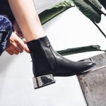 画像4: women's ankle boots Martin boots シルバーメタリックヒールショートブーツ　ブーティ (4)