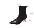 画像7: women's crystal heeled ankle socks boots クリスタルヒールソックスショートブーツ　ブーティ (7)