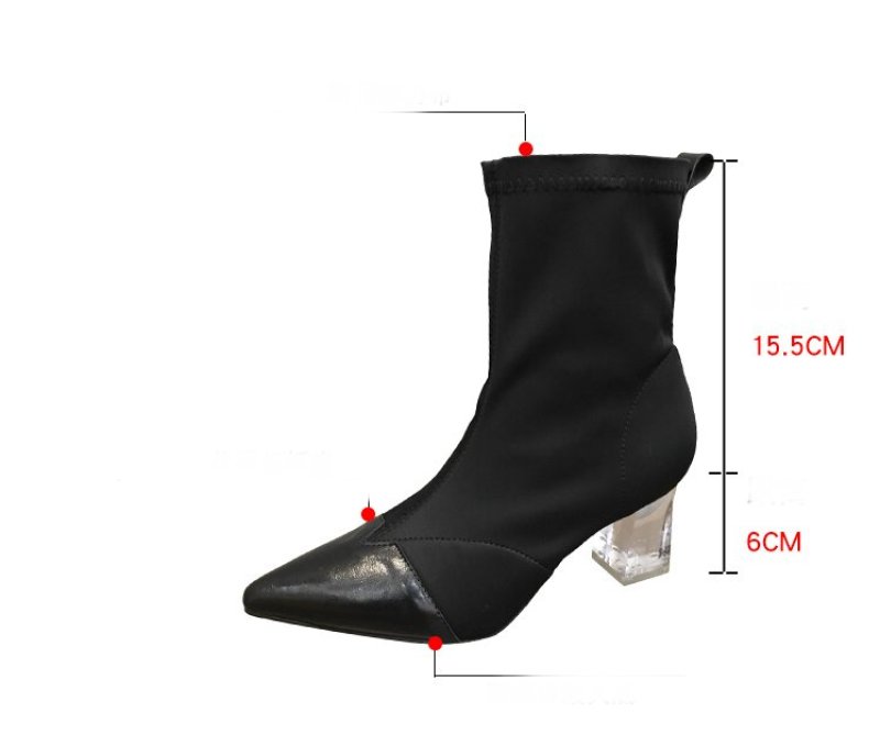 画像7: women's crystal heeled ankle socks boots クリスタルヒールソックスショートブーツ ブーティ (7)
