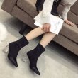 画像3: women's crystal heeled ankle socks boots クリスタルヒールソックスショートブーツ　ブーティ (3)