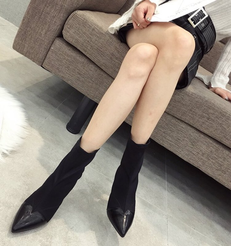 画像5: women's crystal heeled ankle socks boots クリスタルヒールソックスショートブーツ ブーティ (5)