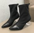 画像2: women's crystal heeled ankle socks boots クリスタルヒールソックスショートブーツ　ブーティ (2)