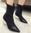 画像4: women's crystal heeled ankle socks boots クリスタルヒールソックスショートブーツ　ブーティ (4)
