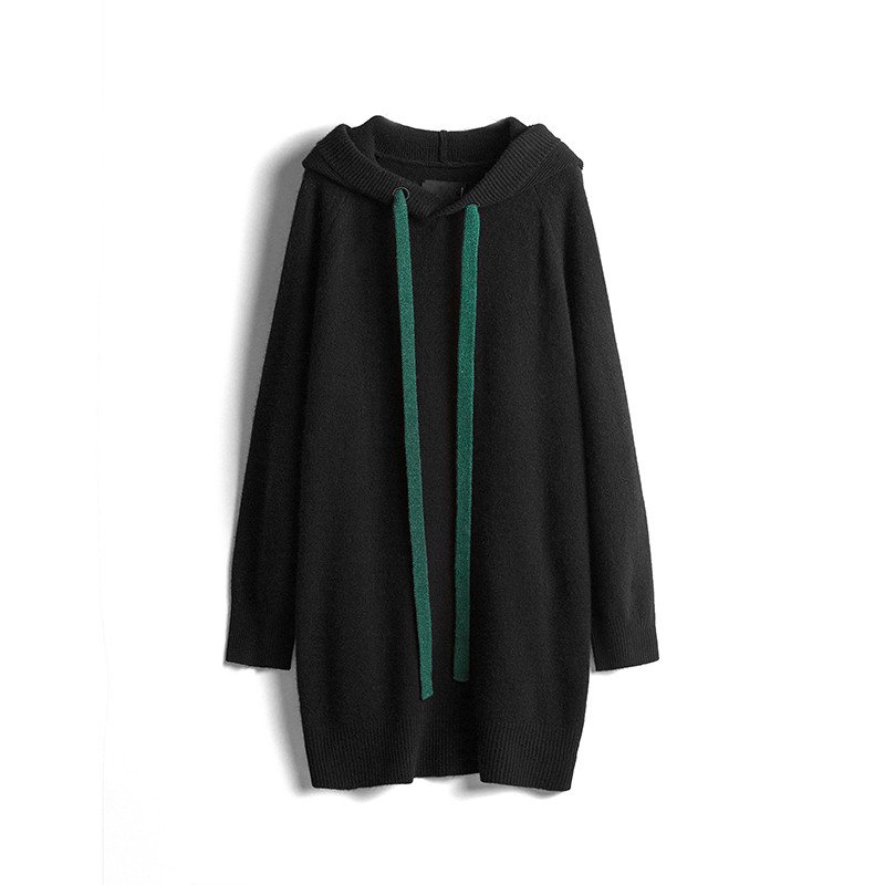画像5: women's loose  hooded  long-sleeved sweater dress長袖フーディーニットドレス ワンピース (5)