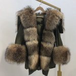 画像15: Women's Real Silver & Red Fox Fur Military Down Angel Wing Coat  リアルシルバーフォックスファー ミリタリー アーミー モッズ ダウン エンジェルウィング コート (15)